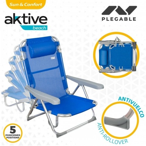Пляжный стул Aktive Складной Синий 48 x 90 x 60 cm (2 штук) image 5