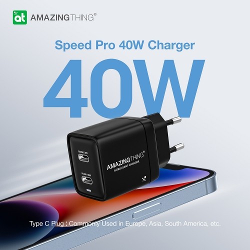 OEM Amazing Thing Wall charger Speed Pro EUPD40WBK - 2xType C - PD 40W 3A black image 5