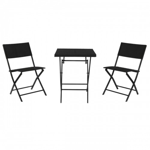 Galda komplekts ar 2 krēsliem Home ESPRIT Melns Tērauds sintētiska rotangpalma 58 x 58 x 71,5 cm image 5