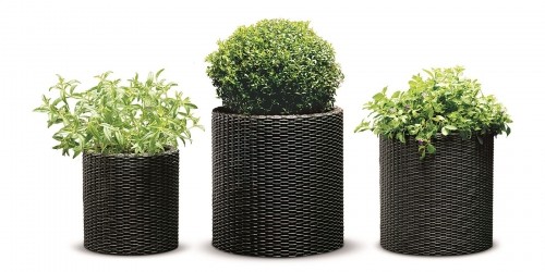 Keter Набор цветочных горшков Cylinder Planters S+M+L коричневый image 5