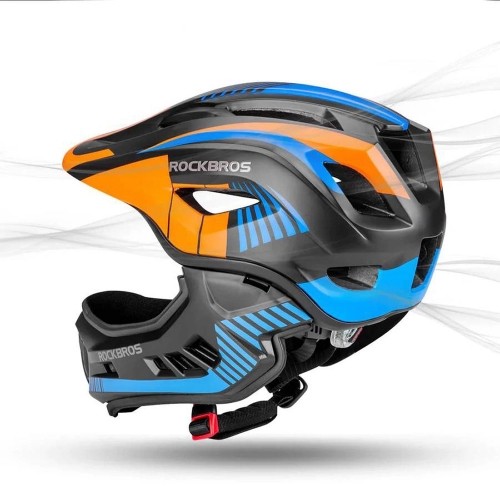 Children's bicycle helmet with detachable visor Rockbros TT-32SOBL-S size S - black and orange image 5