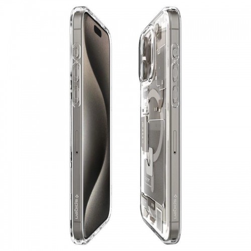 Spigen Ultra Hybrid Mag case with MagSafe for iPhone 15 Pro - natural titanium (Zero One pattern) image 5