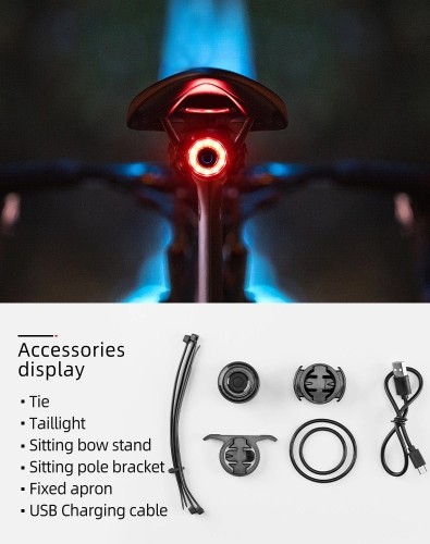 Rockbros Q3 rear bicycle lamp with intelligent stop system - black image 5