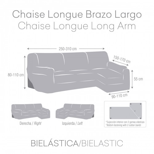 Left long arm chaise longue cover Eysa BRONX Aquamarine 170 x 110 x 310 cm image 5