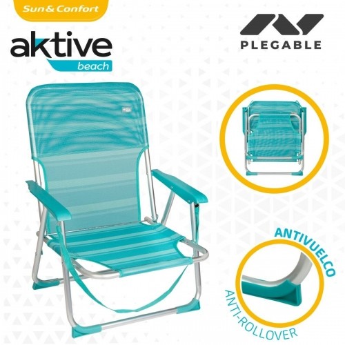 Beach Chair Aktive Turquoise 44 x 72 x 35 cm Aluminium Foldable (4 Units) image 5