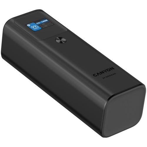 CANYON PB-2010, allowed for air travel power bank 27000mAh/97.2Wh Li-poly battery, in/out:2xUSB-C PD3.1 140W, out:USB-A QC 3.0 22.5W,TFT display,Dark Grey image 5