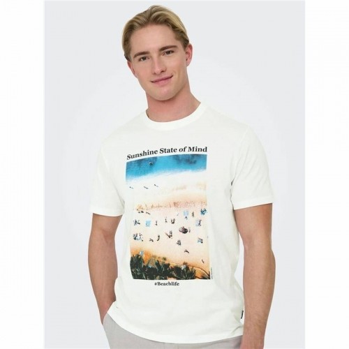 Men’s Short Sleeve T-Shirt Only & Sons Onskolton Reg Beach White image 5