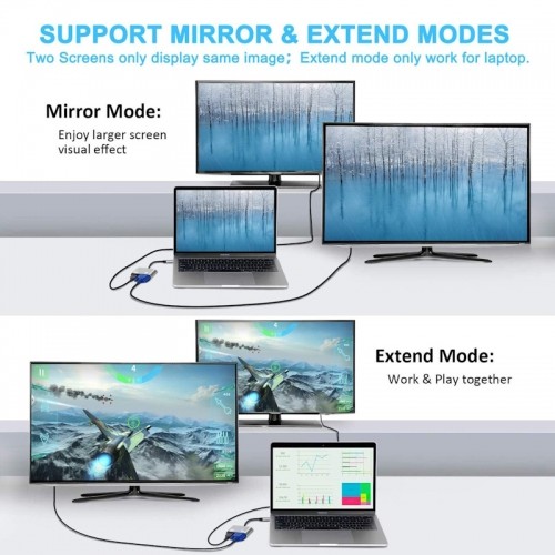 iLike HD4 2in1 Video Adapter - Pārveidotājs no USB-C uz Hdmi 4K 30Hz / VGA monitors Sudraba (OEM) image 5