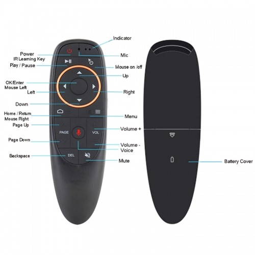 CP G10s Universāla Smart TV Air Mouse - Bezvadu / IR Pults Balss Asistents & Giroskops Melna image 5
