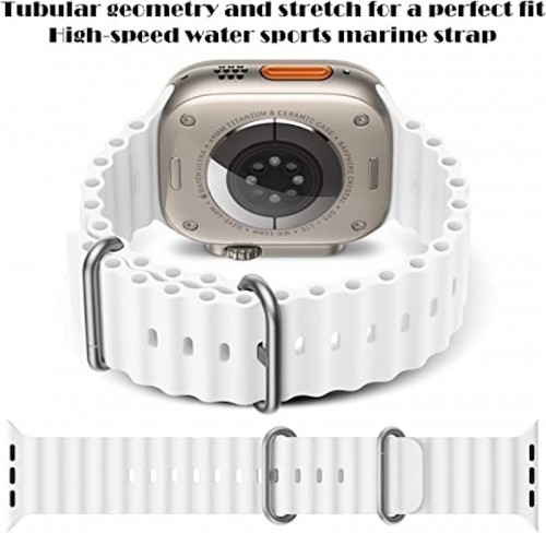 iWear S1 Rievota Mīksta Silikona 20mm aproce priekš Apple Watch 49mm / 45mm / 44mm / 42mm Balta image 5