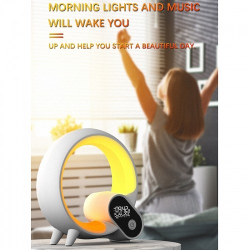 Elight D3 Smart Q-Shape Galda Pulksnetis Lampa ar Bluetooth skaļruni Wake-Up gaismu un balto troksni Balts image 5