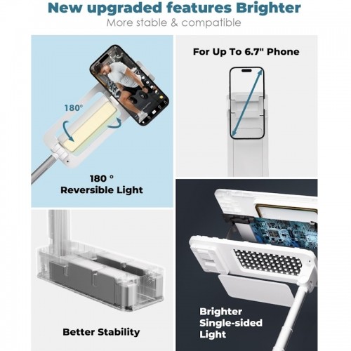 Elight V1 Salokāms iekš kastes Telefona Foto & Video Statīvs 88cm ar LED apgaismojumu / akumulātoru / pulti  Balts image 5