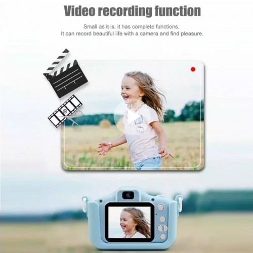 CP X5 Детская Цифровая Фото и Видео камера с Резиновым чехлом MicroSD катрой  2'' LCD цветным экраном Розовый кот image 5