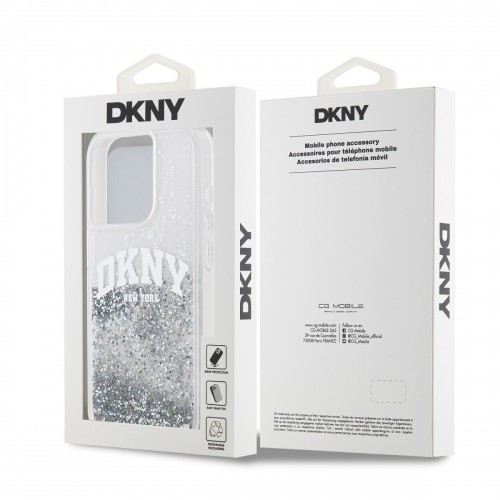 DKNY Liquid Glitter Arch Logo Case for iPhone 14 Pro Transparent image 5