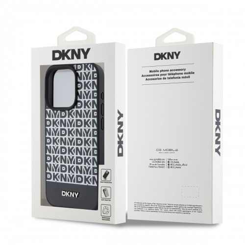 DKNY PU Leather Repeat Pattern Bottom Stripe MagSafe Case for iPhone 13 Pro Max Black image 5