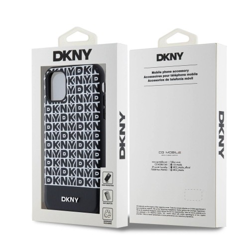 DKNY PU Leather Repeat Pattern Bottom Stripe MagSafe Case for iPhone 11 Black image 5