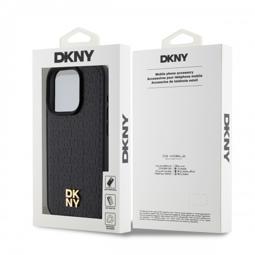 DKNY PU Leather Repeat Pattern Stack Logo MagSafe Case for iPhone 15 Pro Black image 5
