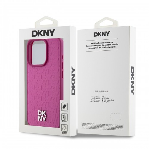 DKNY PU Leather Repeat Pattern Stack Logo MagSafe Case for iPhone 15 Pro Pink image 5