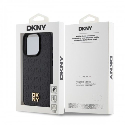 DKNY PU Leather Repeat Pattern Stack Logo MagSafe Case for iPhone 13 Pro Max Black image 5