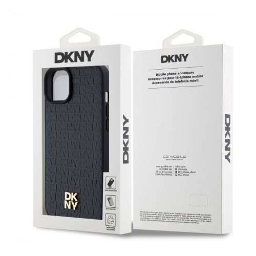 DKNY PU Leather Repeat Pattern Stack Logo MagSafe Case for iPhone 13 Black image 5