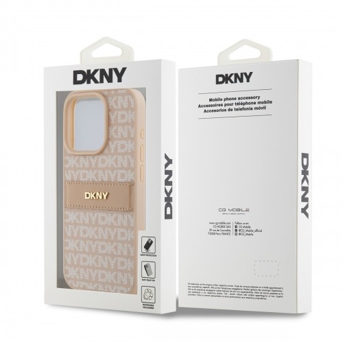 DKNY PU Leather Repeat Pattern Tonal Stripe Case for iPhone 14 Pro Max Pink image 5