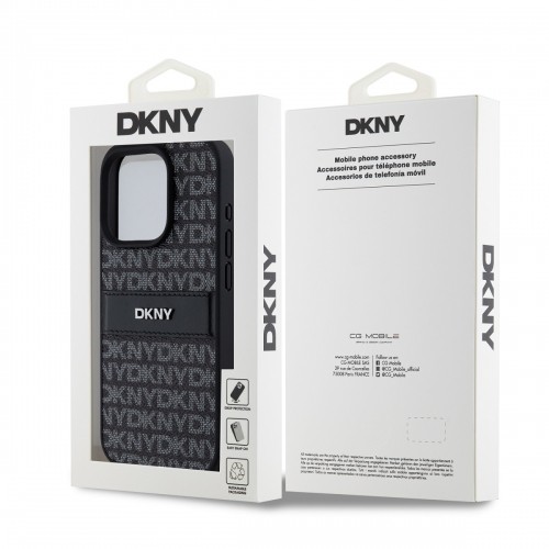 DKNY PU Leather Repeat Pattern Tonal Stripe Case for iPhone 15 Pro Max Black image 5