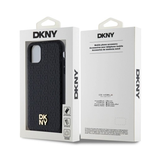 DKNY PU Leather Repeat Pattern Stack Logo MagSafe Case for iPhone 11 Black image 5