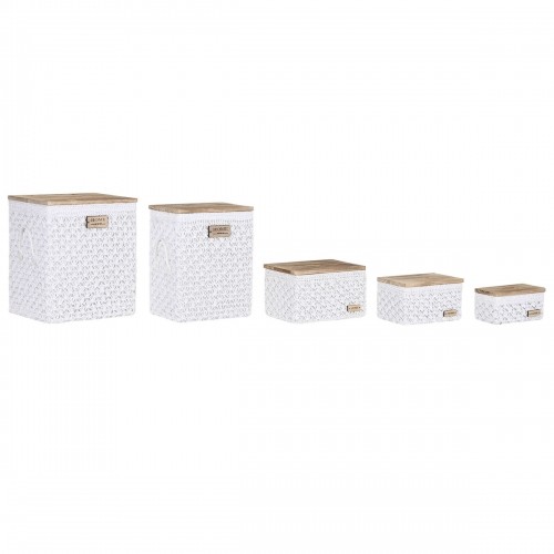 Laundry basket Home ESPRIT White Natural Wood 43 x 34 x 50 cm 5 Pieces image 5