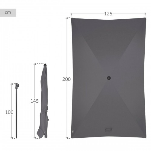 Пляжный зонт Aktive Антрацитный 200 x 230 x 125 cm image 5