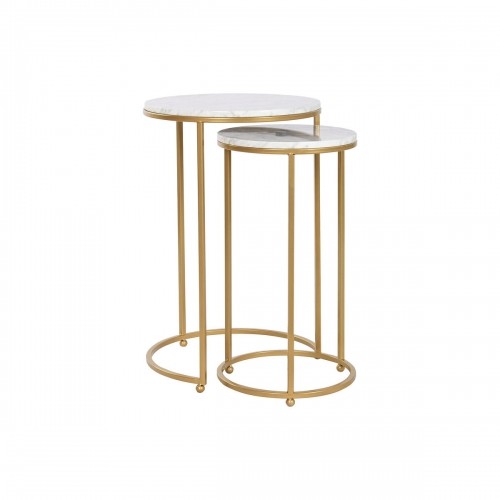 Set of 2 tables Home ESPRIT Golden Metal Marble 40 x 40 x 64 cm image 5