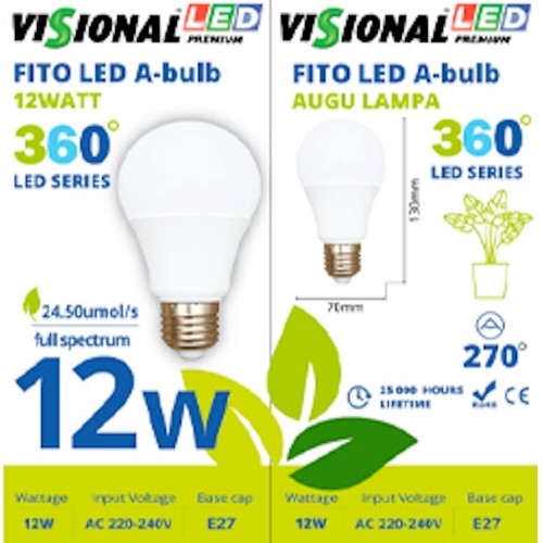 Visional Visonal 12W Filament Fito Led Lampa - Spuldze A60 E27 24.50 µmol/s (pilna spektra) priekš perfektas augu audzēšanas image 5