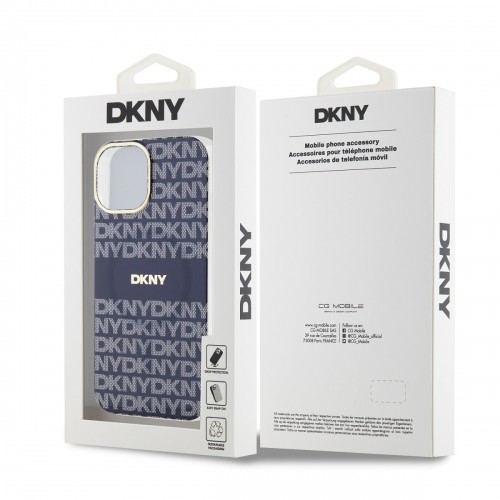 DKNY PC|TPU Repeat Pattern Tonal Stripe Magsafe Case for iPhone 13 Blue image 5