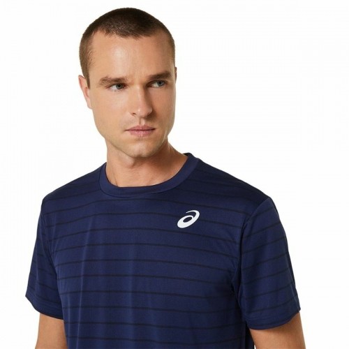 Men’s Short Sleeve T-Shirt Asics Court Navy Blue Tennis image 5