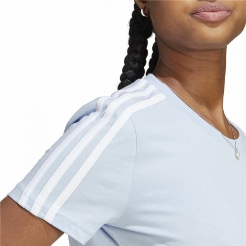 Sieviešu Krekls ar Īsām Piedurknēm Adidas 3 stripes Gaiši Zils image 5