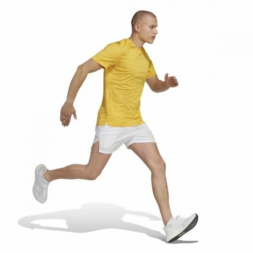 Men’s Short Sleeve T-Shirt Adidas Run It Yellow image 5