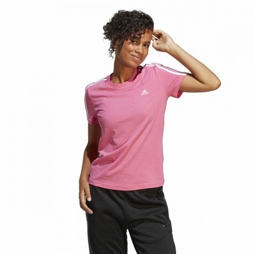 Women’s Short Sleeve T-Shirt Adidas 3 stripes Pink image 5