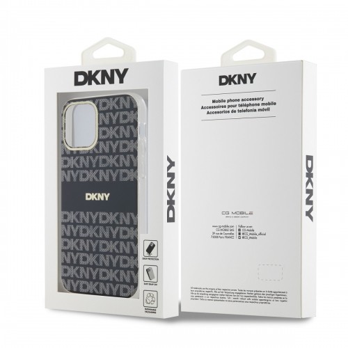 DKNY PC|TPU Repeat Pattern Tonal Stripe Magsafe Case for iPhone 12|12 Pro Black image 5