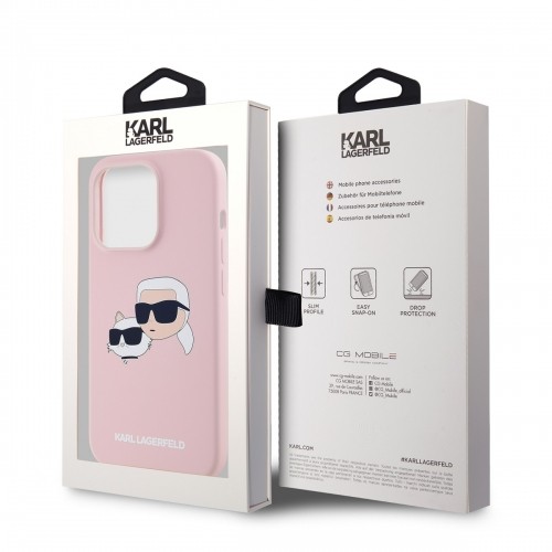 Karl Lagerfeld Liquid Silicone Double Heads MagSafe Case for iPhone 14 Pro Max Pink image 5