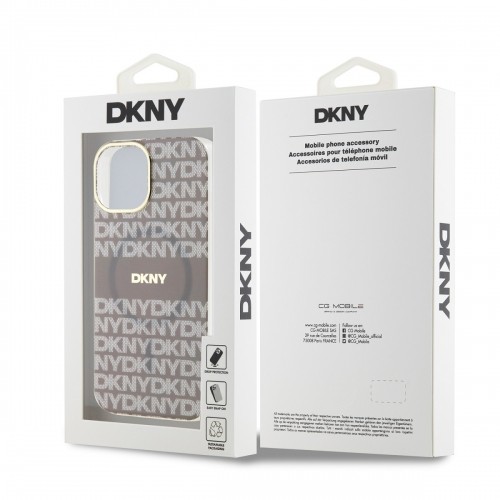 DKNY PC|TPU Repeat Pattern Tonal Stripe Magsafe Case for iPhone 14 Beige image 5
