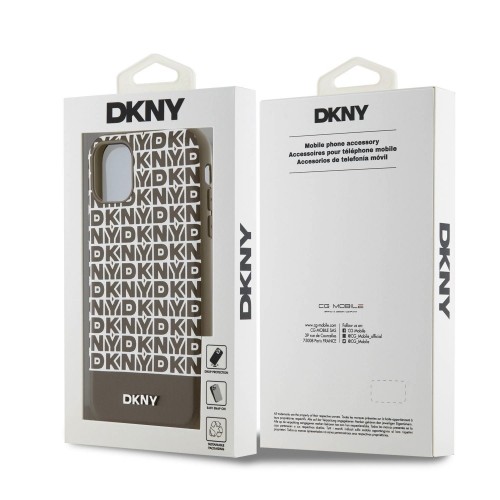 DKNY PU Leather Repeat Pattern Bottom Stripe MagSafe Case for iPhone 11 Brown image 5