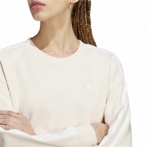 Women’s Hoodie Adidas 3 Stripes Ft Swt White Beige image 5