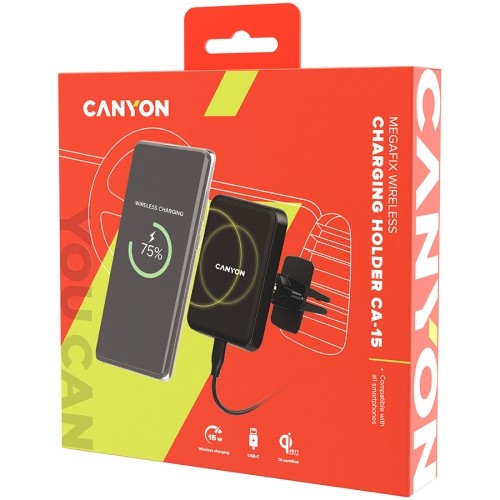 CANYON car charger CA-15 15W Megafix Wireless Magnetic Black image 5