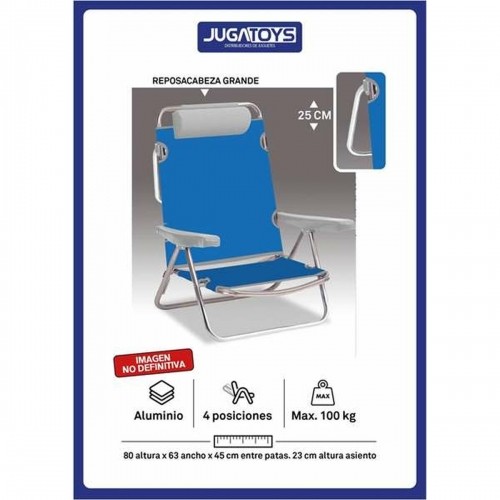 Folding Chair with Headrest Blue 80 x 65 x 45 cm Multi-position image 5