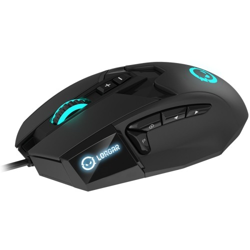 LORGAR Stricter 579, gaming mouse, 9 programmable buttons, Pixart PMW3336 sensor, DPI up to 12 000, 50 million clicks buttons lifespan, 2 switches, built-in display, 1.8m USB soft silicone cable, Matt UV coating with glossy parts and RGB lights with 4 LED image 5