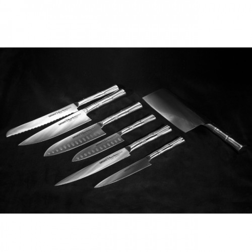 Samura BAMBOO Универсальный кухонный нож для Стейка 5"/110mm из AUS 8 Японской стали 59 HRC image 5