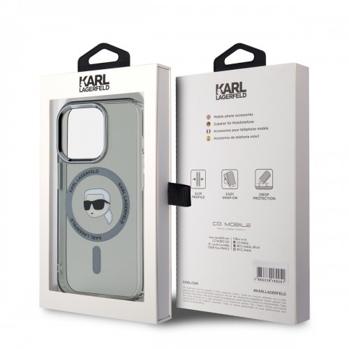Karl Lagerfeld IML Karl Head Metal Frame MagSafe Case for iPhone 15 Pro Black image 5