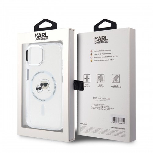 Karl Lagerfeld IML K&CH Heads Metal Frame MagSafe Case for iPhone 15 Transparent image 5