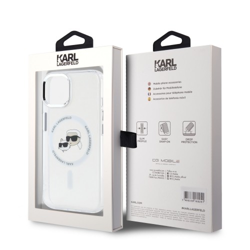 Karl Lagerfeld IML K&CH Heads Metal Frame MagSafe Case for iPhone 13 Transparent image 5