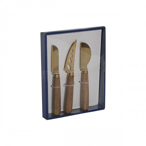 Ножи для Сыра Home ESPRIT Позолоченный Натуральный Нержавеющая сталь древесина акации 2 штук (3 Предметы) image 5