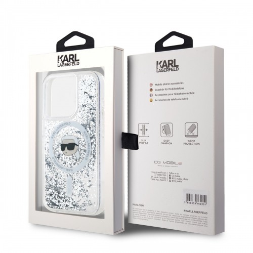 Karl Lagerfeld KLHMP15XLGKISGH iPhone 15 Pro Max 6.7" hardcase transparent Liquid Glitter Karl Head Magsafe image 5